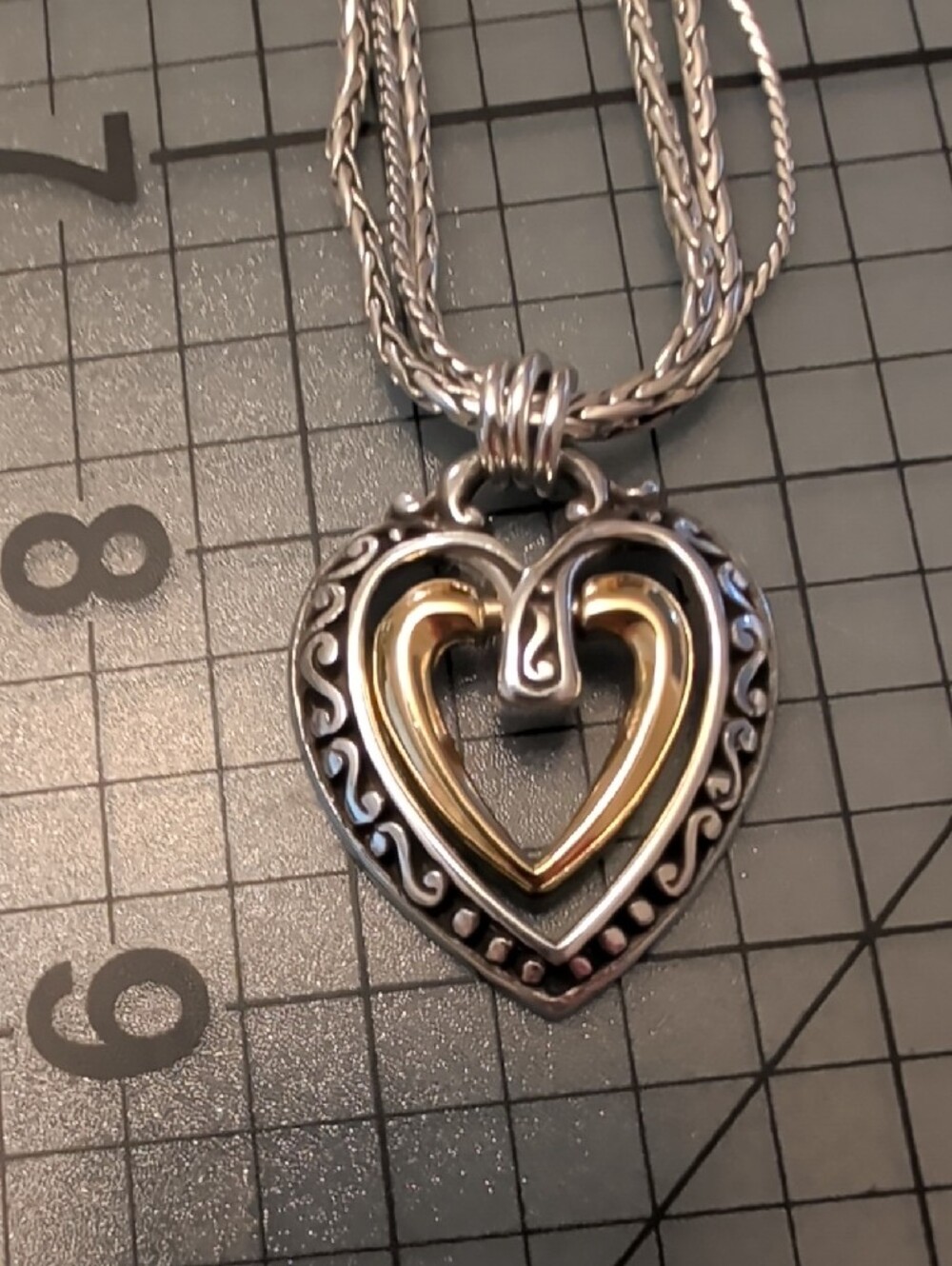 Brighton Two-Tone Heart Pendant Necklace - Gold & Silver - Picture 6 of 8